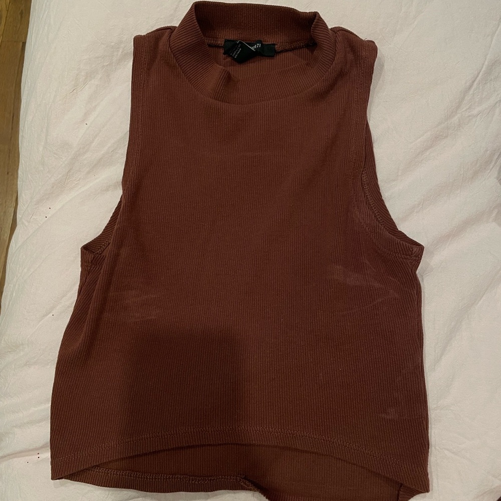 Forever 21 Rust Sleeveless Mock Neck Top